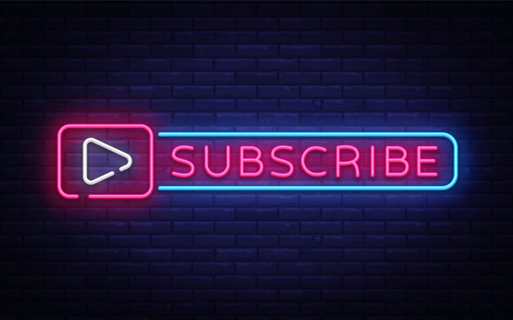 Subscribe Button Neon Signboard Vector Follow Me Neon Sign Design Template Modern Trend Design Night Neon Signboard Night Bright Advertising Light Banner Light Art Vector Illustration Social Media Services And Management